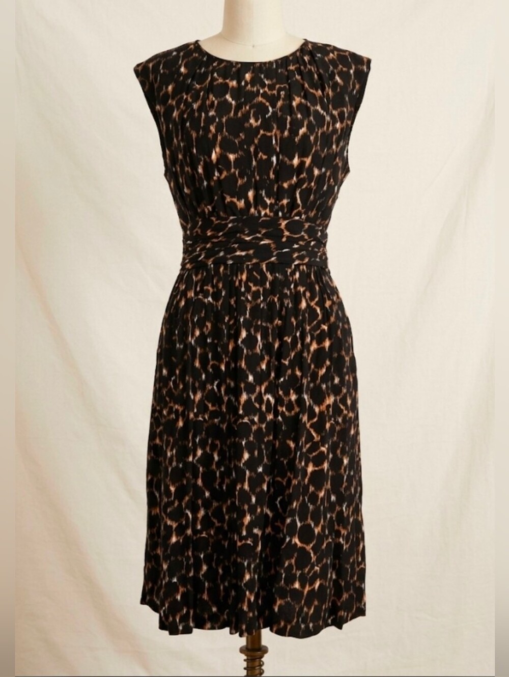 Boden Selina Leopard Print Dress 8 long Fit And Flare Midi NWOT